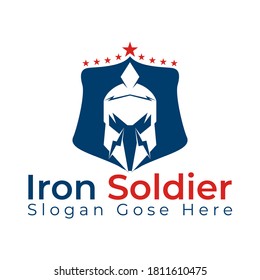 Iron soldier vector template. Spartan logo vector design template. Old Vintage Antiques Spartan warrior vector design.