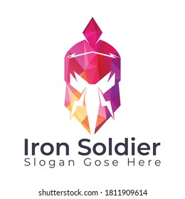 Iron soldier vector template. Spartan logo vector design template. Old Vintage Antiques Spartan warrior vector design.