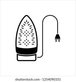 Iron Sole Plate Icon. Cloth Electric Iron Front Face Plate. Glide Sole Bottom With Steam Holes Vector Art Illustration.