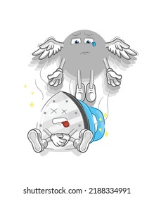 the iron spirit leaves the body mascot. cartoon vector