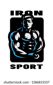 Iron sport  Bodybuilding  Athlete silhouette logo  emblem 