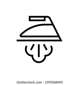 Iron and steam icon in linear style on white background