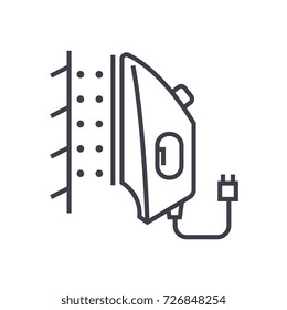 iron steamer vector line icon, sign, illustration on background, editable strokes