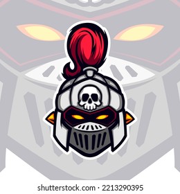 Iron Steel Helmet Undead Knight Head Vector Mascot