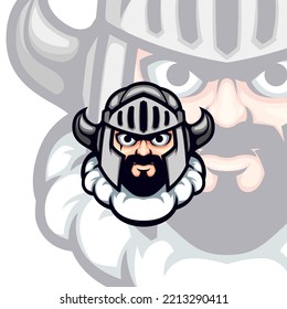 Iron Steel Helmet Viking Knight Head Vector Mascot