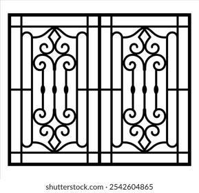 Iron steel window grill design silhouette vector