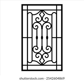 Vetor de silhueta de design de grelha de janela de aço de ferro