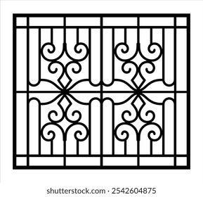 Iron steel window grill design silhouette vector