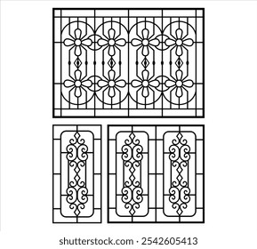 Vector de silueta de diseño de parrilla de ventana de acero de hierro