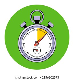 Iron stopwatch counts time. catch up in time. flat vector illustration