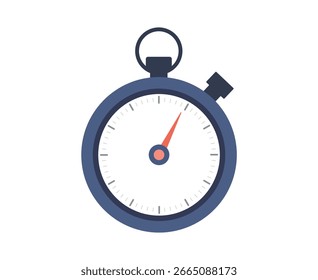 Iron stopwatch counts time. catch up in time. flat vector illustration.