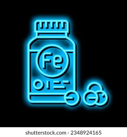 el módulo de suplementos de hierro del vector de señal de luz de neón. ilustración de paquete de suplementos de hierro