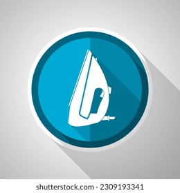 Iron symbol, flat design vector blue icon with long shadow