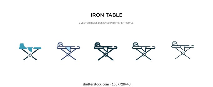 iron table icon in different style vector illustration. two colored and black iron table vector icons designed in filled, outline, line and stroke style can be used for web, mobile, ui