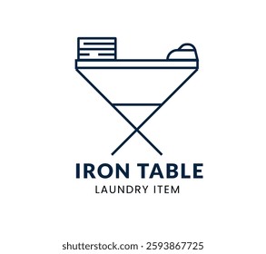  Iron Table line Icon Set . Laundry item Vector Illustration