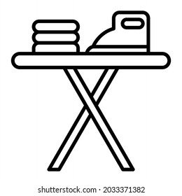 Iron Table Vector Outline Icon Isolated On White Background
