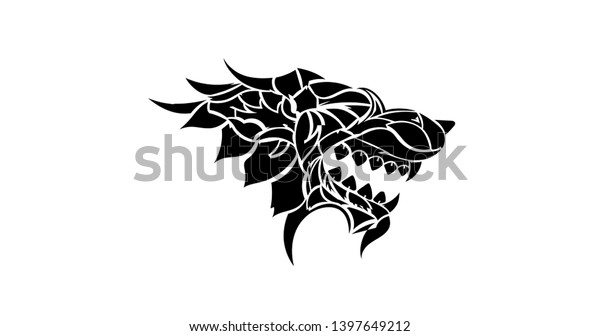 Iron Throne black animal icon. Stark Wolf\
head icon. Winterfell stark house flag emblem Vector illustration.\
EPS 10. Isolated.\
