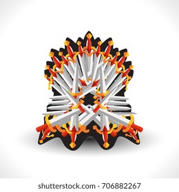 Iron throne for computer games design. Vector illustration in flat style