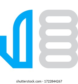 Iron and towels. Vector icon. Gray, and blue colors.