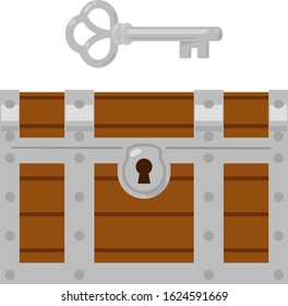 Iron treasure box and a key