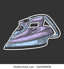 Iron. Vector concept in doodle and sketch style. Hand drawn illustration for printing on T-shirts, postcards. Icon and logo idea.