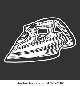 Iron. Vector concept in doodle and sketch style. Hand drawn illustration for printing on T-shirts, postcards. Icon and logo idea.