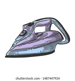 Iron. Vector concept in doodle and sketch style. Hand drawn illustration for printing on T-shirts, postcards. Icon and logo idea.