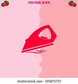 Iron vector  icon. Strawberry Background.
