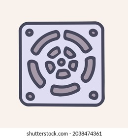 Icono simple de doodle vectorial de color de parrilla de ventilación de hierro