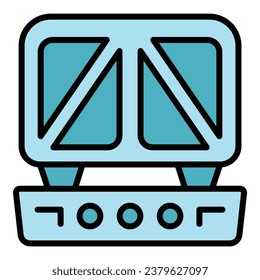 Iron waffle maker icon outline vector. Belgian machine. Heart cooker color flat