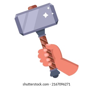 iron war hammer. Thor's ax of the god of war. flat vector illustration.