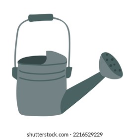 Iron watering can isolated on white background. vector illustration.