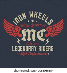 Iron Wheels / Motorcycle Club - Tee Design For Printing