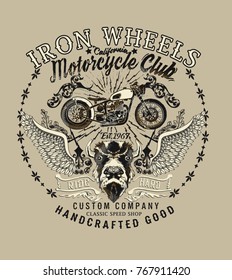 iron wheels.motorcycle club.logo printing