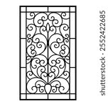 Iron window grill design silhouette vector template