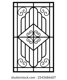 Iron window grill design silhouette vector template