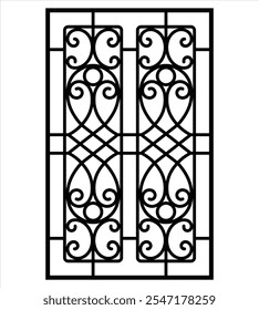 Modelo de vetor de silhueta de design de grelha de janela de ferro