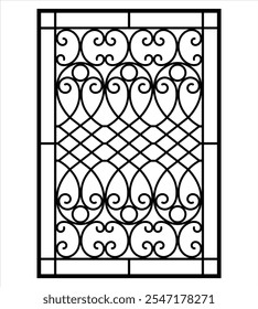 Iron window grill design silhouette vector template