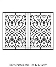 Iron window grill design silhouette vector template