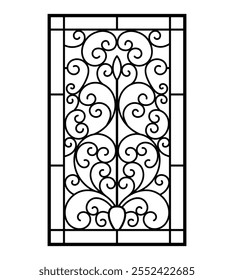 Iron window grill design silhouette vector template