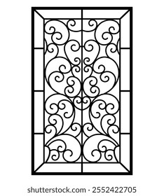 Iron window grill design silhouette vector template