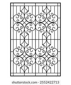 Iron window grill design silhouette vector template