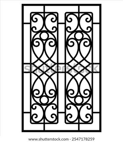 Iron window grill design silhouette vector template