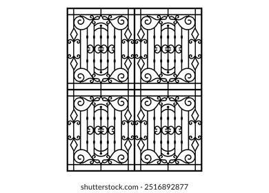 Modelo de vetor de design de grelha de janela de ferro
