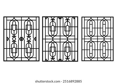 Iron window grill design vector template