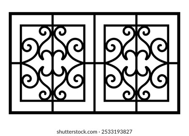 Modelo de vetor de design de grelha de janela de ferro