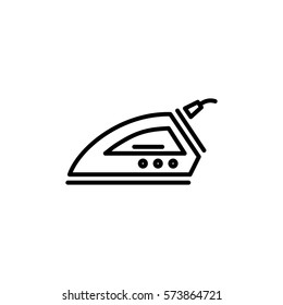 iron with wire laundry icon line black on white background