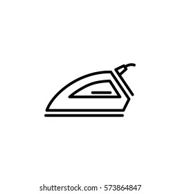 iron with wire laundry icon line black on white background
