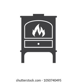 Iron Wood Stove Furnace Heater Logo Icon Illustration