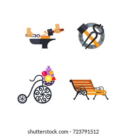 Iron works icon set